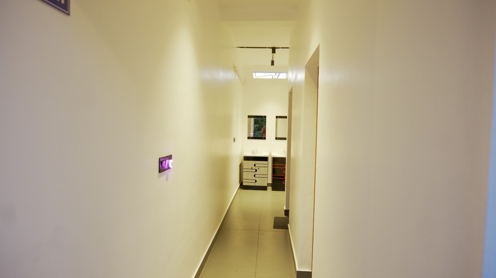 Corridor to the bathroom facilities