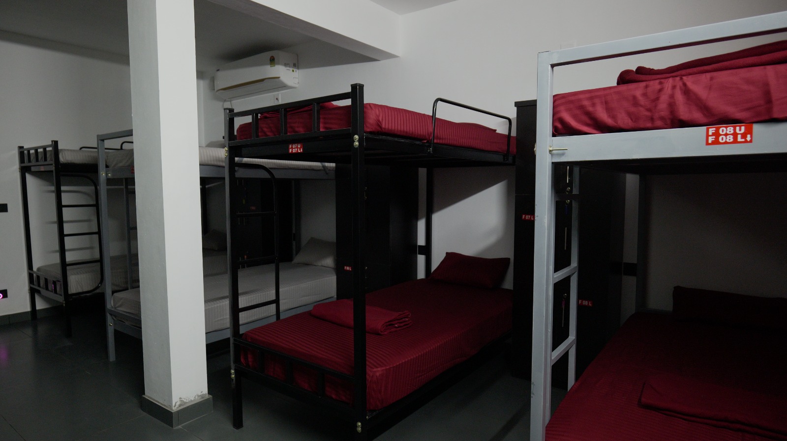 Air-conditioned dormitory with bunk beds